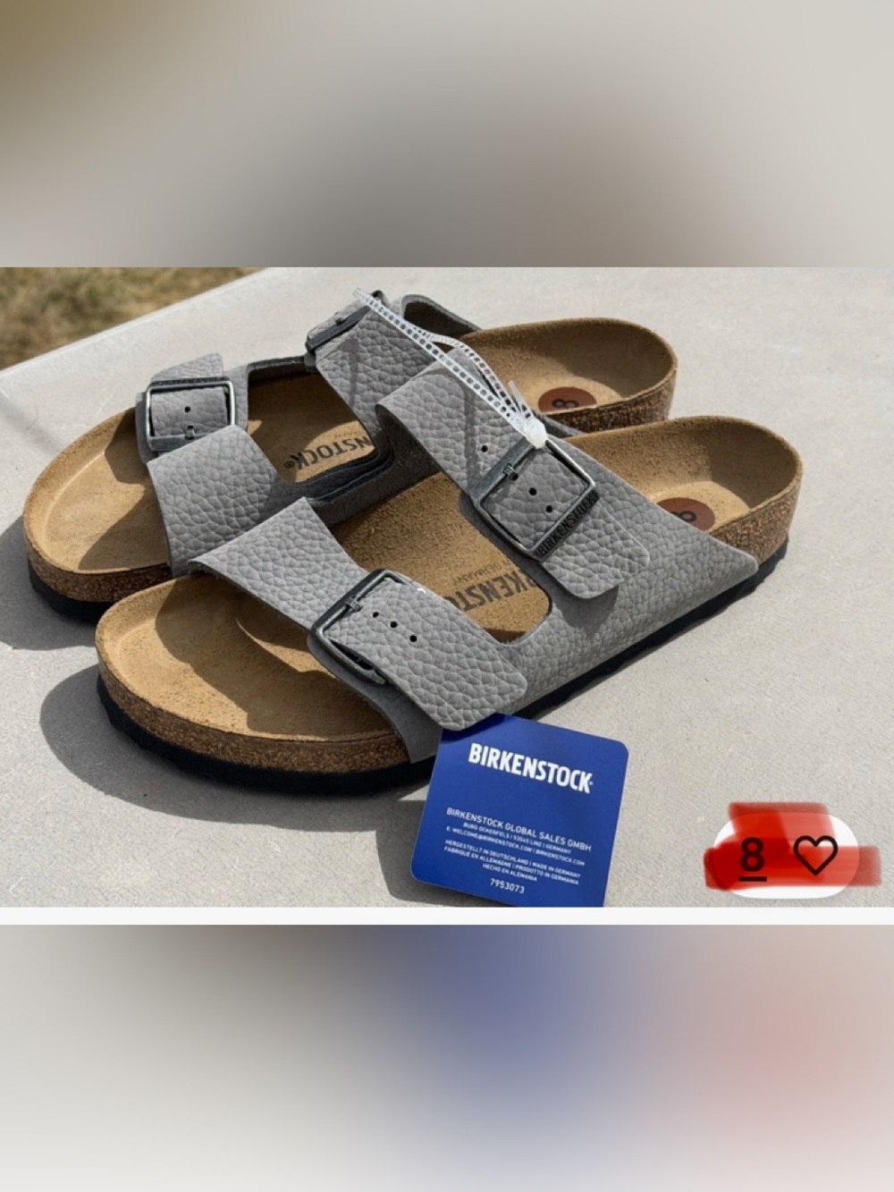 Birkenstock Men's Two-Strap Sandals in Light Gray